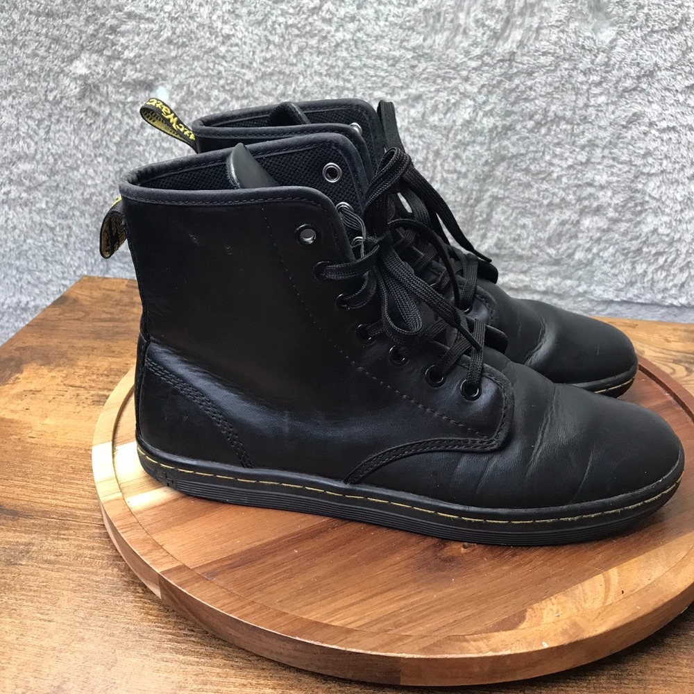 Doc Dr Martens Shoreditch Boots Womens 8 Black Leather Lace Up Ankle